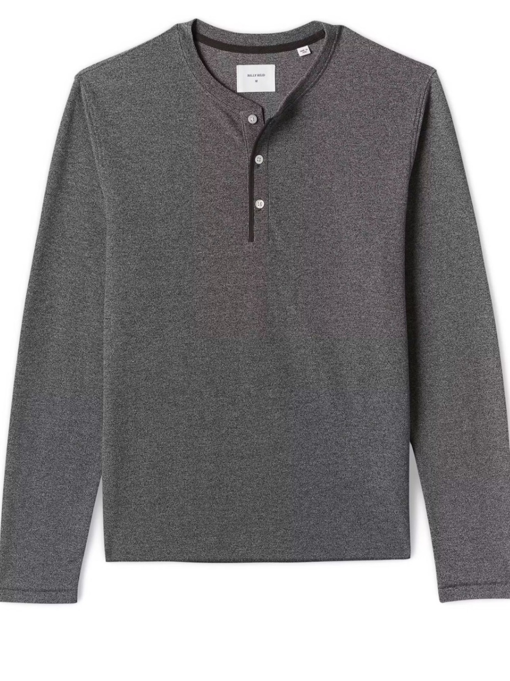 Billy Reid Men's Mini Waffle Henley Long Sleeves Shirt Sz XL Textured Gray